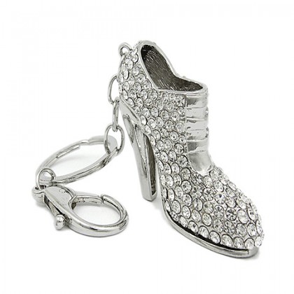 Key Chain - 12 PCS - Rhinestone High Heel - Clear - KC-GK1268